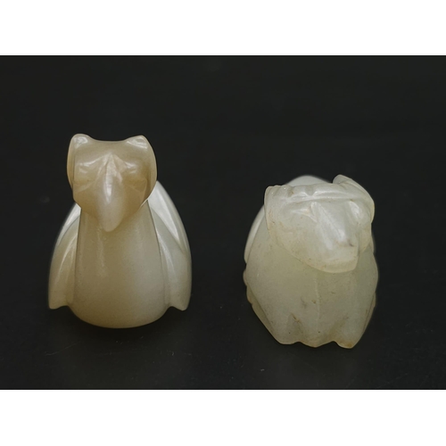 558 - Two Vintage Chinese Green Jade Animal Figures. 4cm