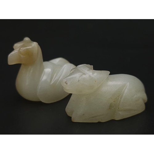 558 - Two Vintage Chinese Green Jade Animal Figures. 4cm