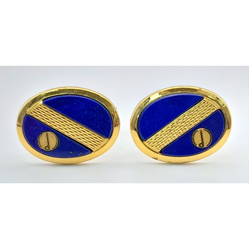 450 - A Pair of Dunhill Enamel and Gilded Cufflinks