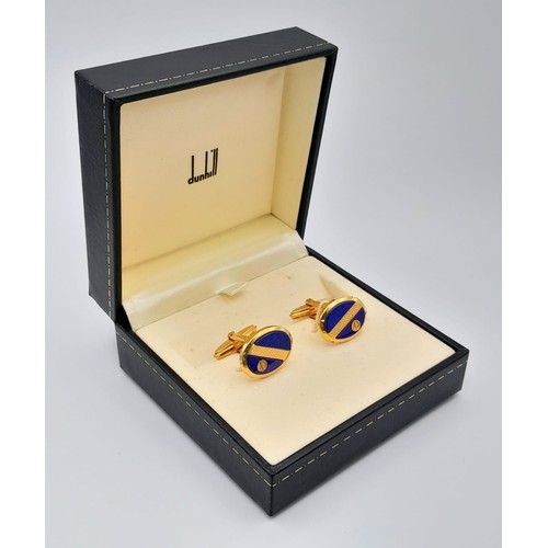 450 - A Pair of Dunhill Enamel and Gilded Cufflinks