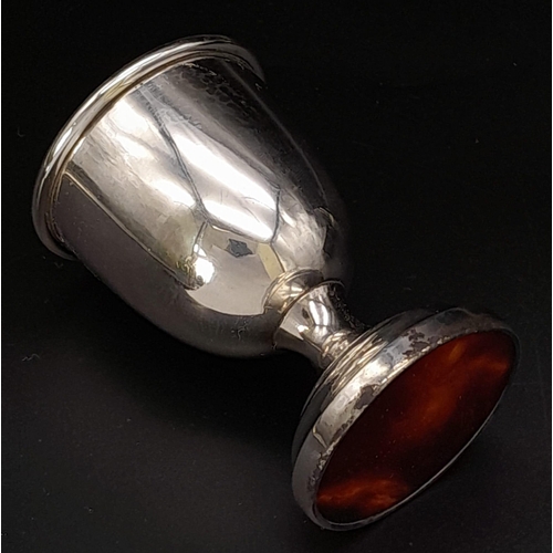 653 - A Vintage Sterling Silver Eggcup and Spoon. In original fitted case - a great gift for any boiled eg... 