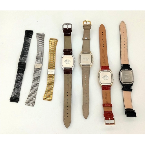 798 - Four CASIO watches, rectangular case 32 x 28 mm, quartz movement (all in working order), leather str... 