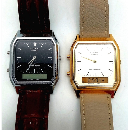 798 - Four CASIO watches, rectangular case 32 x 28 mm, quartz movement (all in working order), leather str... 