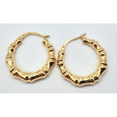 824 - PAIR OF 9K YELLOW GOLD FANCY CREOLE EARRINGS, NEW AND UNWORN 1.9G, 2CM APPROX