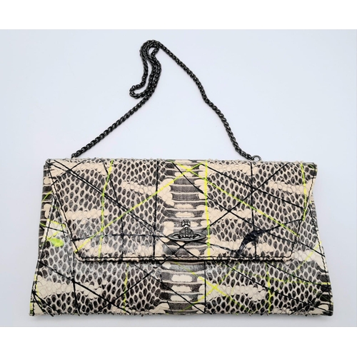 593 - An Unused Rare Design Vivienne Westwood Snakeskin Clutch Pollock Bag in Original Box with Cloth Dust... 