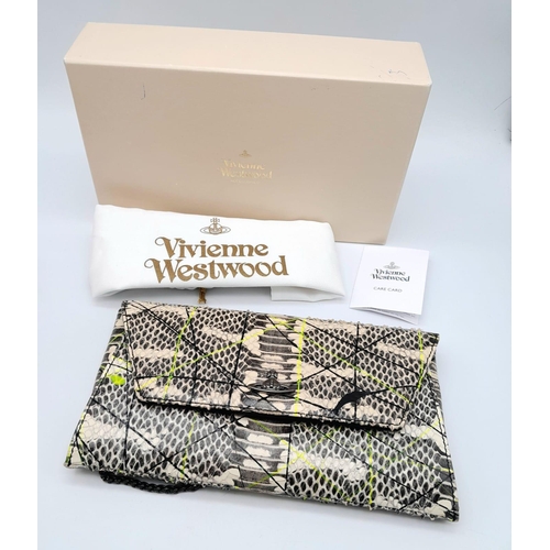 593 - An Unused Rare Design Vivienne Westwood Snakeskin Clutch Pollock Bag in Original Box with Cloth Dust... 