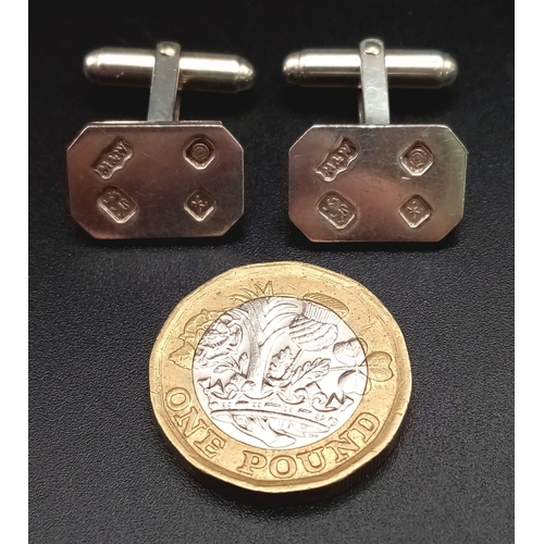 614 - A Pair of 1997 Hallmarked Mappin & Webb Silver Ingot Style Cufflinks.
Lever Action. 
Measure 1.6cm W... 