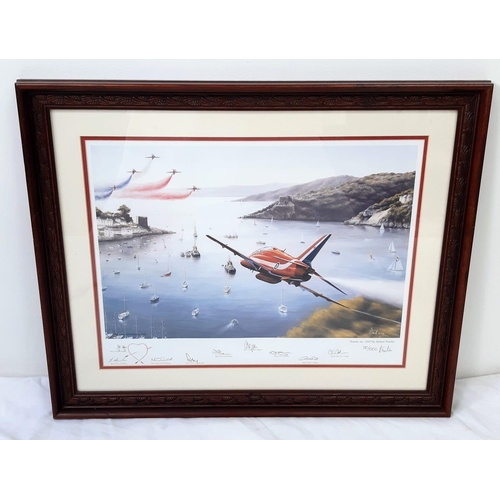 661 - A 2002 Limited Edition Signed Framed and Glazed Print (90 of 500) of The Red Arrows over Fowey Cornw... 