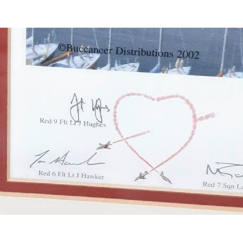 661 - A 2002 Limited Edition Signed Framed and Glazed Print (90 of 500) of The Red Arrows over Fowey Cornw... 