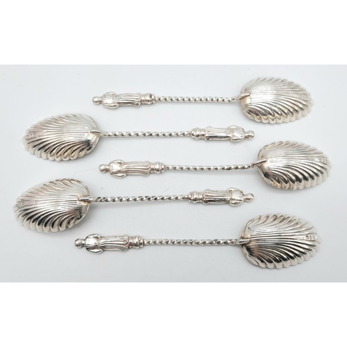 772 - A Set of Five 1878/1879 Hallmarked Silver Apostle Spoons. 10cm Lengths.

Gross Weight 37.39 Grams.