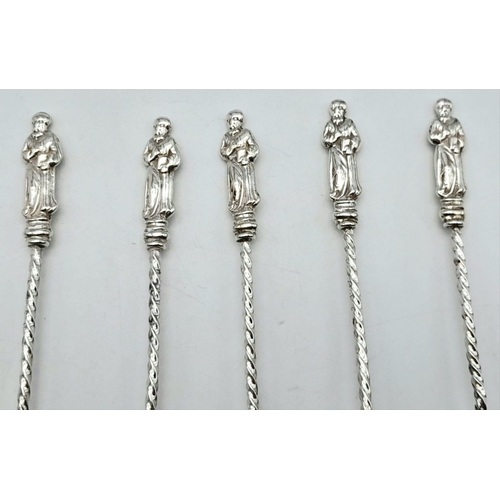 772 - A Set of Five 1878/1879 Hallmarked Silver Apostle Spoons. 10cm Lengths.

Gross Weight 37.39 Grams.