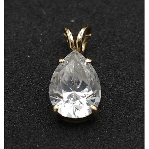 877 - 9K YELLOW GOLD PEAR SHAPE STONE SET PENDANT 

WEIGHT: 0.8G