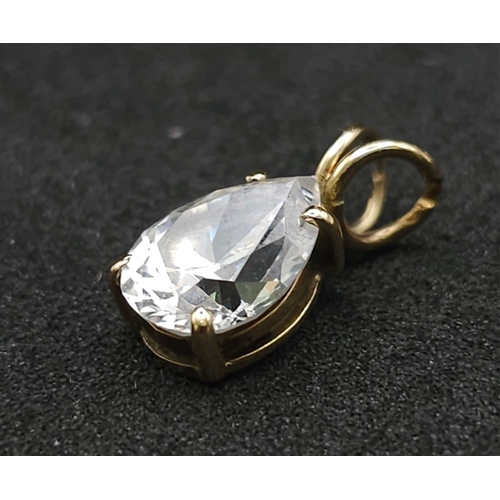 877 - 9K YELLOW GOLD PEAR SHAPE STONE SET PENDANT 

WEIGHT: 0.8G