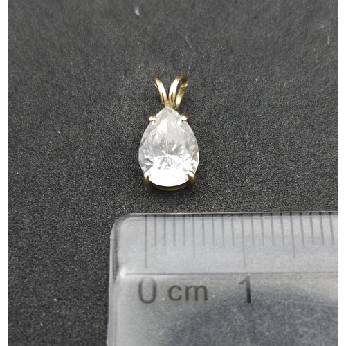 877 - 9K YELLOW GOLD PEAR SHAPE STONE SET PENDANT 

WEIGHT: 0.8G