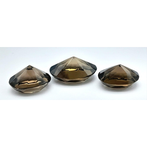 565 - Three Smoky Quart Gemstones. 36ct