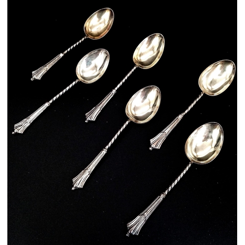 647 - An Antique Set of Six Sterling Silver Teaspoons. Hallmarks for Birmingham 1903. Makers mark of Willi... 