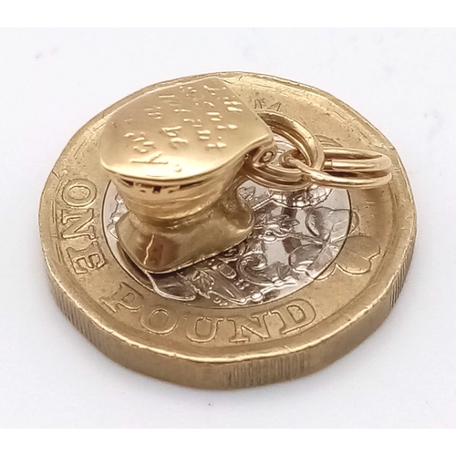 763 - A VINTAGE 9K YELLOW GOLD TOILET CHARM WITH OPENING LID ENGRAVED WITH THE WORDS LIFER WASN'T MEANT TO... 