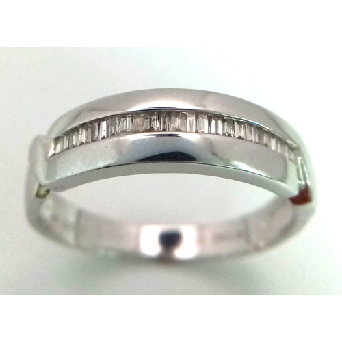 363 - 14K WHITE GOLD DIAMOND BAND RING 0.15CT 

WEIGHT: 4.1G 
SIZE T