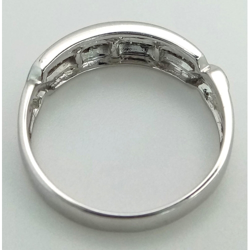 363 - 14K WHITE GOLD DIAMOND BAND RING 0.15CT 

WEIGHT: 4.1G 
SIZE T