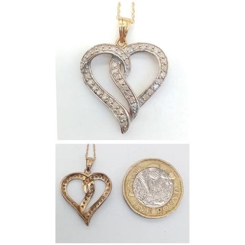 377 - 9K YELLOW GOLD DIAMOND SET OPEN HEART ON 9K YELLOW GOLD CHAIN

WEIGHT: 2.3G