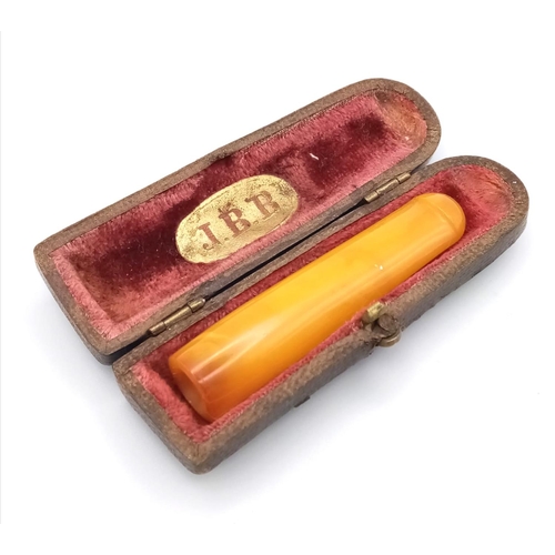 557 - A Vintage Amber Cheroot Holder in Original Box - 8cm.