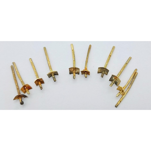 640 - A Parcel of Ten 18 Carat Yellow Gold Earring posts.

Total Weight: 1.78 Grams.