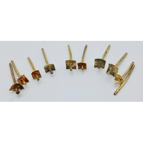 640 - A Parcel of Ten 18 Carat Yellow Gold Earring posts.

Total Weight: 1.78 Grams.