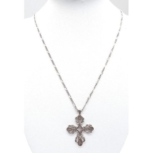 744 - A Vintage Bespoke Hallmarked Silver Viking Design ‘Ringerike’ Cross Necklace by Kenneth Eric Moffatt... 