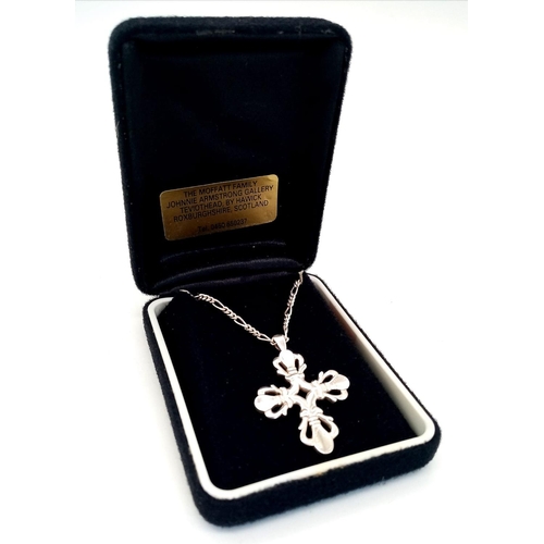 744 - A Vintage Bespoke Hallmarked Silver Viking Design ‘Ringerike’ Cross Necklace by Kenneth Eric Moffatt... 