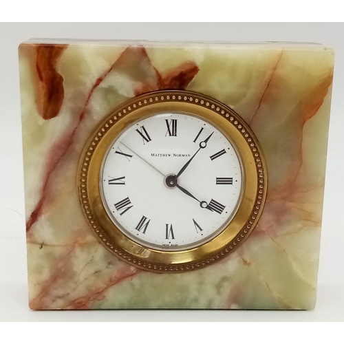 A Vintage Matthew Norman Onyx Desk Clock. Mechanical