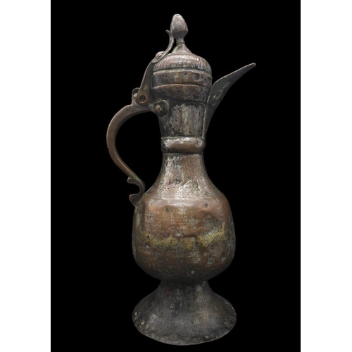 760 - An Ancient Chinese Metal Teapot. Hinge of lid is broken so a/f. 34cm tall.