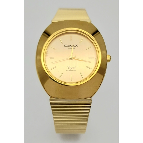 Omax watch sale gold plated