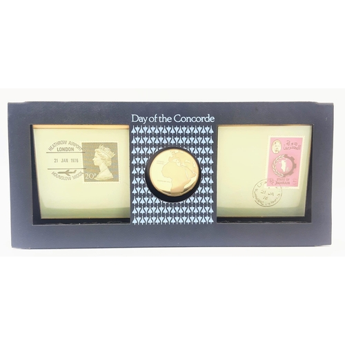 A 1976 Day of the Concorde Commemorative Coin and Stamp Set