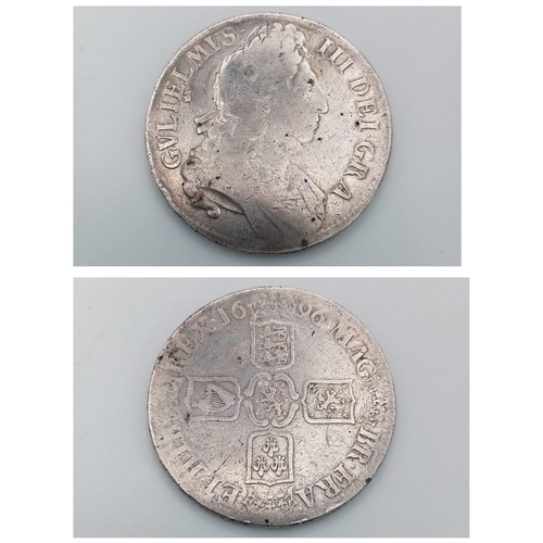 46 - A William III 1696 Silver Crown. S3470. Please see photos for conditions.