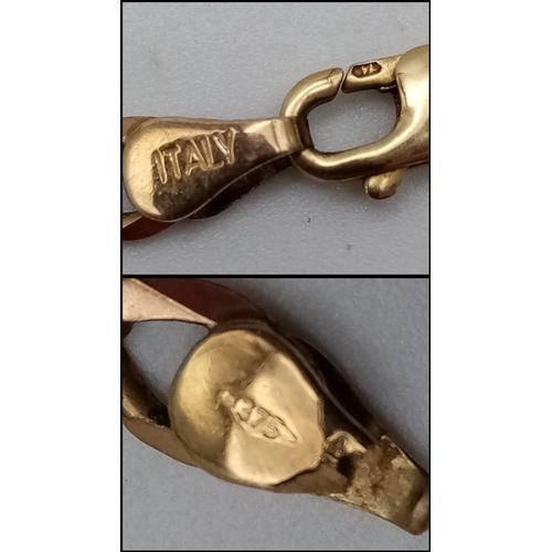 48 - An Italian 9K Yellow Gold Flat Belcher Link Necklace. 55cm. 10g weight.