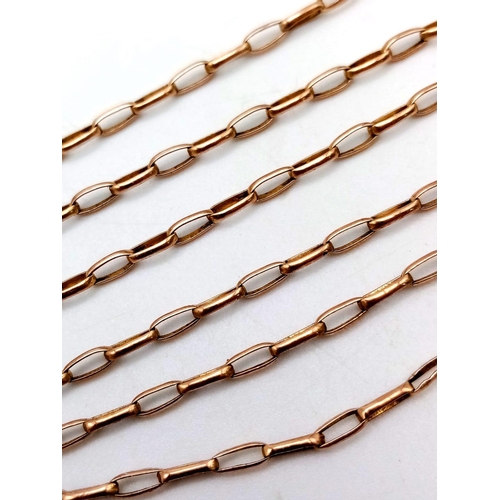 568 - A Vintage 9K Rose Gold Belcher Link Necklace. 52cm. 1.77g weight