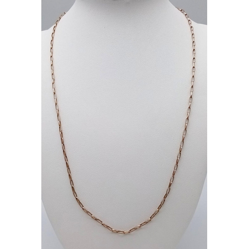 568 - A Vintage 9K Rose Gold Belcher Link Necklace. 52cm. 1.77g weight