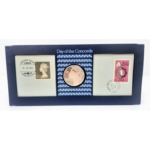 939 - A 1976 Day of the Concorde Commemorative Coin and Stamp Set - Plus a Queen Elizabeth II Eightieth Bi... 