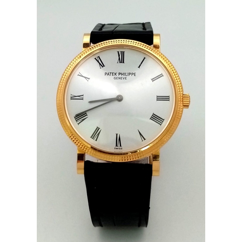 105 - A FABULOUS 18K GOLD GENTS PATEK PHILIPPE 5120J-001 IN 