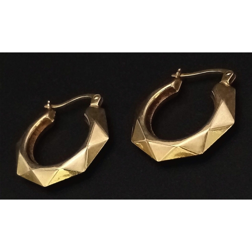 571 - A 9K Yellow Gold Pair of Creole Earrings. 1.8g total weight.