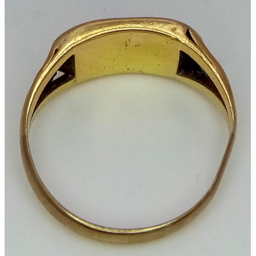 582 - A Vintage 9K Yellow Gold Initialled Signet Ring. Size I. 2.26g weight.