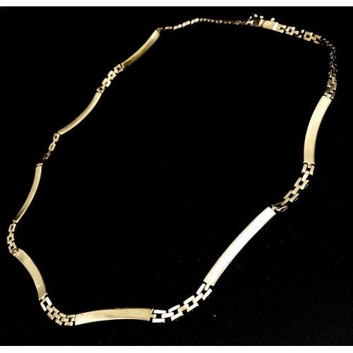 128 - A Vintage 9K Yellow Gold Bar Link Necklace. 48cm. 15.05g weight