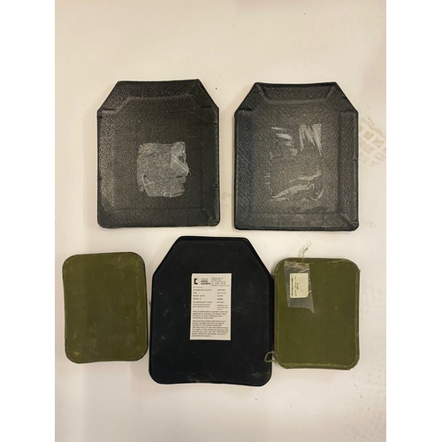 351 - Five Military Body Armour Plates. Two sets plus one that fits on the back. ML299. NO USA SALES