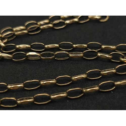 596 - A Vintage 9K Yellow Gold Elongated Belcher Link Necklace. 
38cm. 4.9g weight.