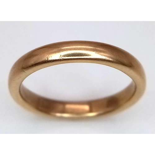 613 - A Vintage 9K Yellow Gold Band Ring. Size J. 2.65g weight.