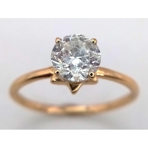 681 - A 14K Yellow Gold Diamond Solitaire Ring. Approximately 1ct. Size N. 1.86g total weight.