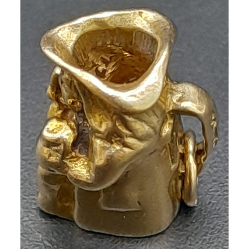 1687 - A VINTAGE 9K YELLOW GOLD TOBY JUG CHARM/PENDANT, WEIGHT 2.6G, FULL UK HALLMARKS