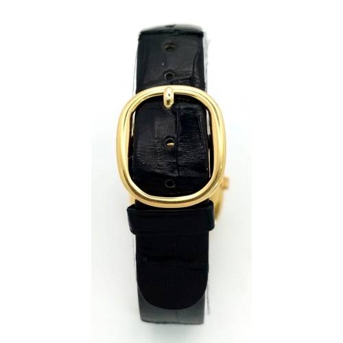 65 - A Vintage Patek Phillipe 18K Gold Gents Watch. Original black leather strap with 18k gold buckle. 18... 