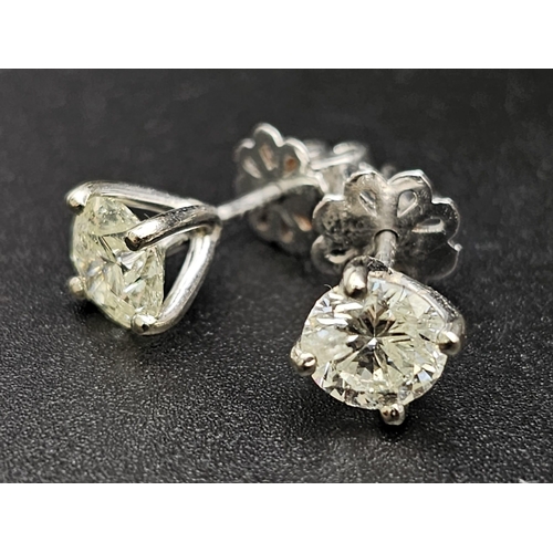 412 - A Pair of 1ct Diamond Sut Earrings. Total Weight 2.24g