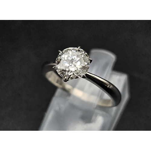 190 - A 1.275ct DIAMOND SOLITAIRE RING IN PLATINUM .4.2gms   size K